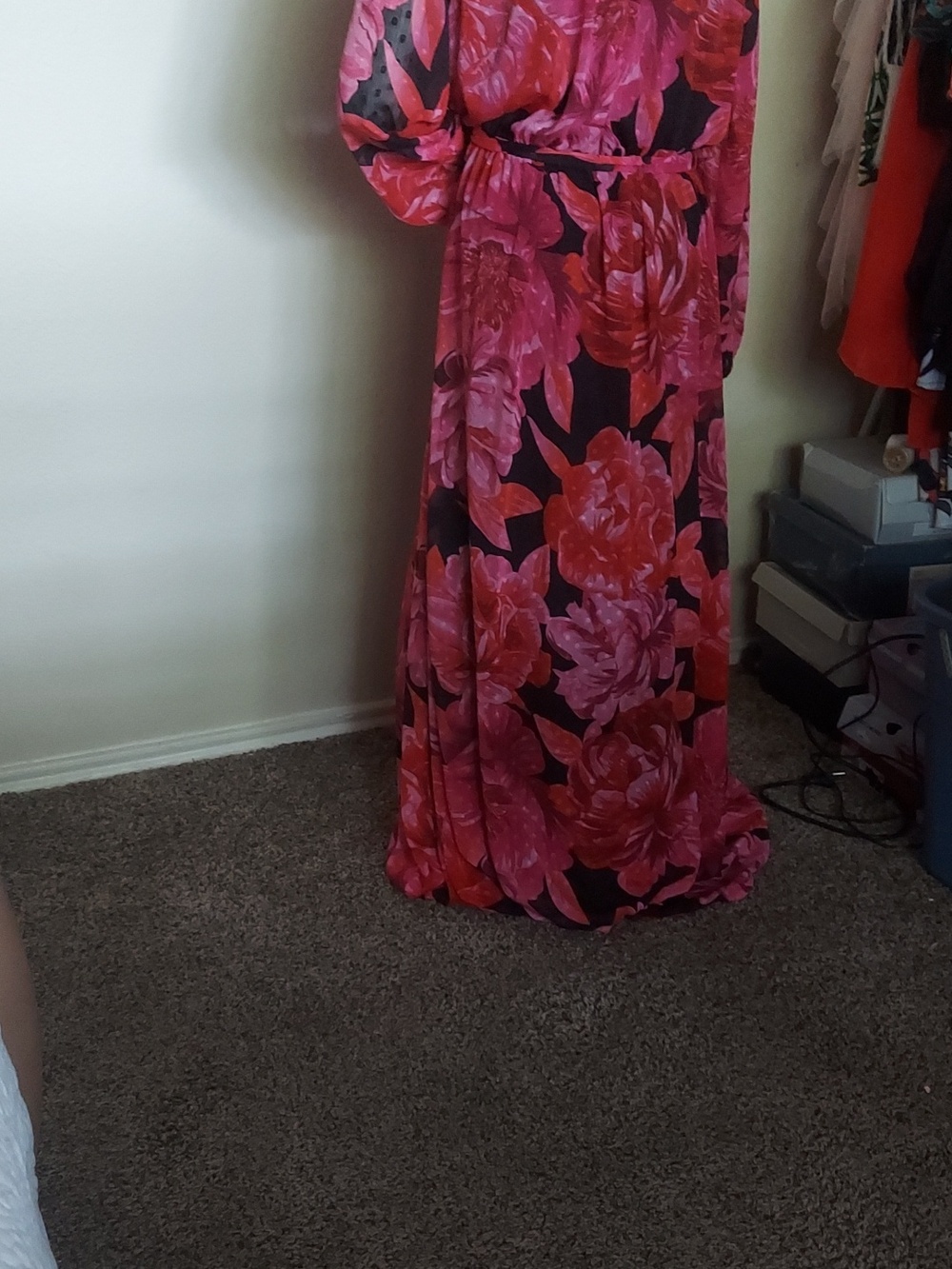 V-Neck Floral Wrap Maxi Dress in Wine Multi - Picture 10 of 10
